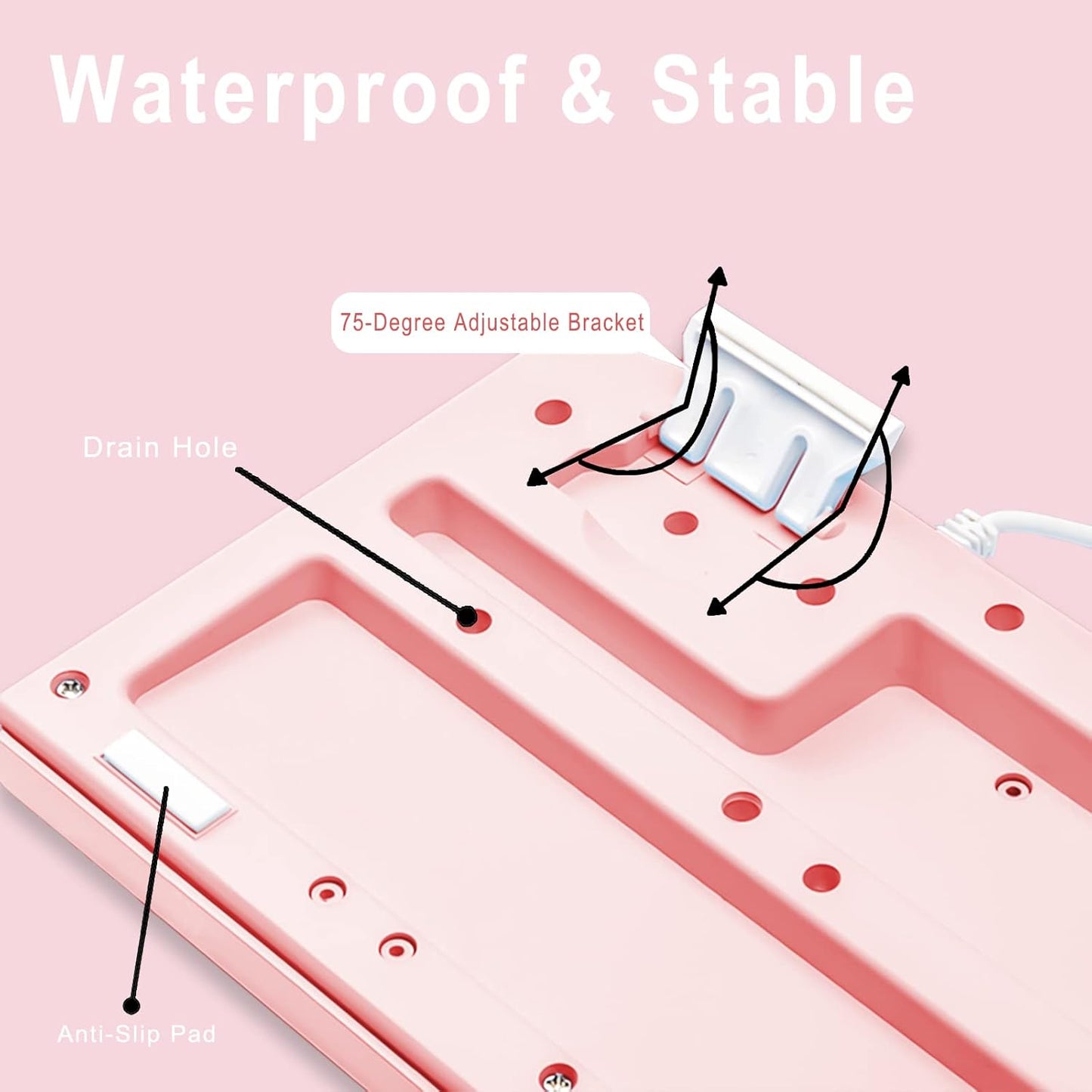 SUNSONNY 104-Key Quiet Silent LED Backlit Gaming Keyboard Pink Full Sized DEMO