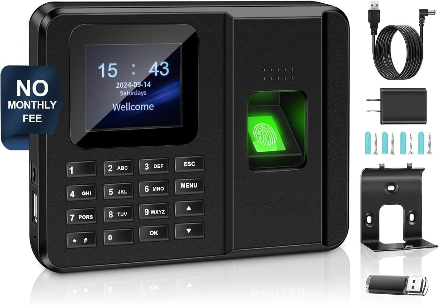 CHUCII 2-in-1 Time Clocks for Small Businesses Fingerprint and Password NEW
