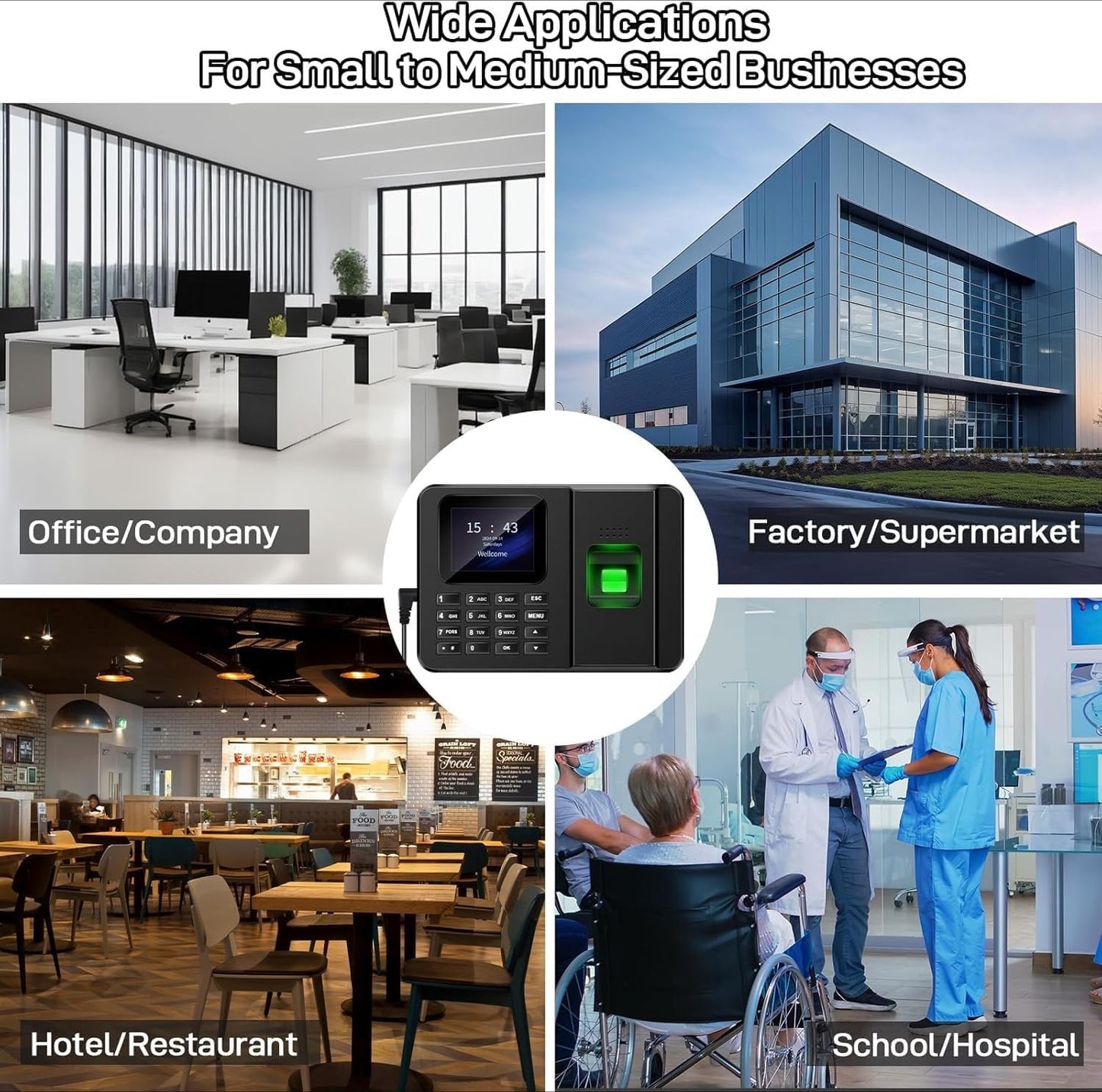 CHUCII 2-in-1 Time Clocks for Small Businesses Fingerprint and Password NEW