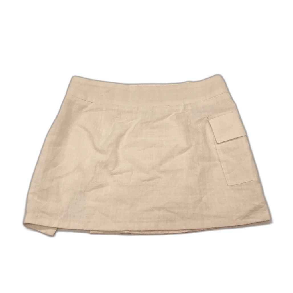 Subtitled White Button Cotton Blend Wrapped Split Mini Skirt Women Size S