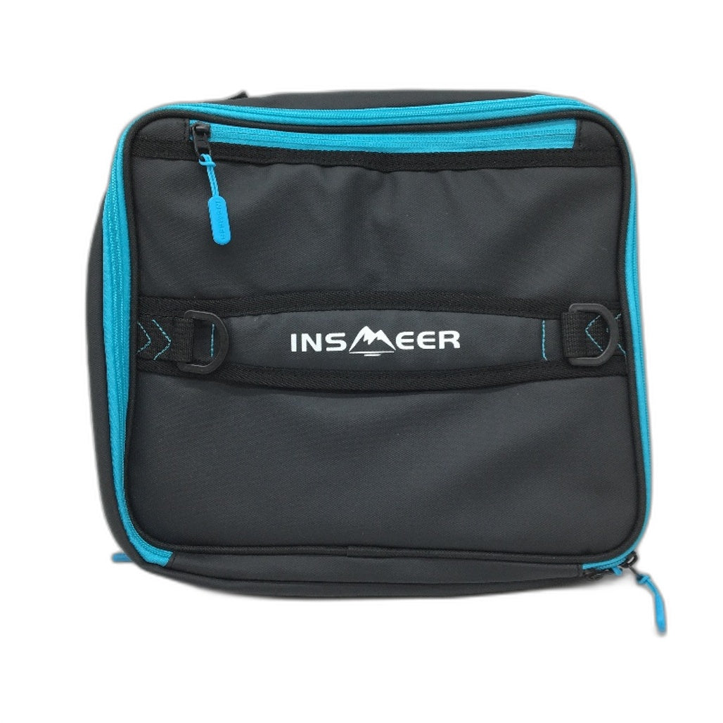 Insmeer Black & Blue Insulated Lunch Bag With Strap & Expansion Zipper NEW