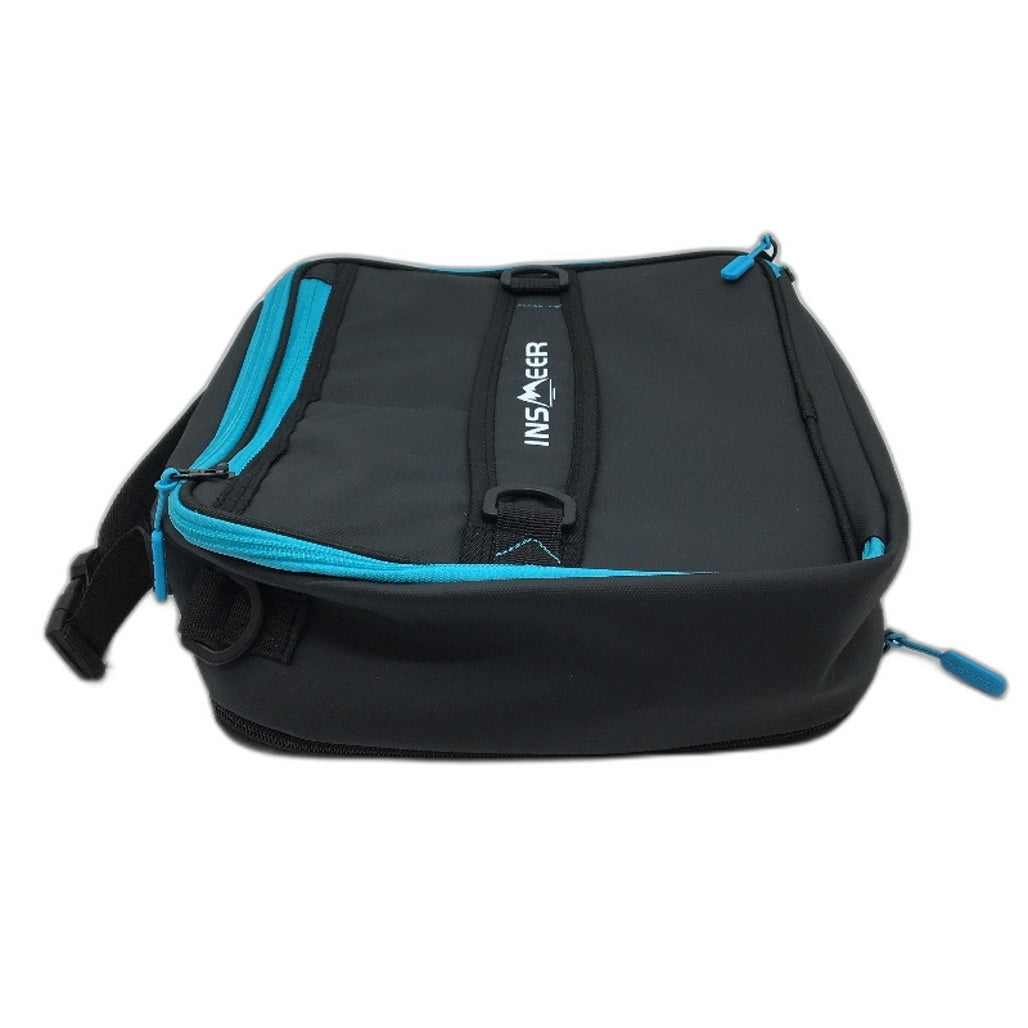 Insmeer Black & Blue Insulated Lunch Bag With Strap & Expansion Zipper NEW