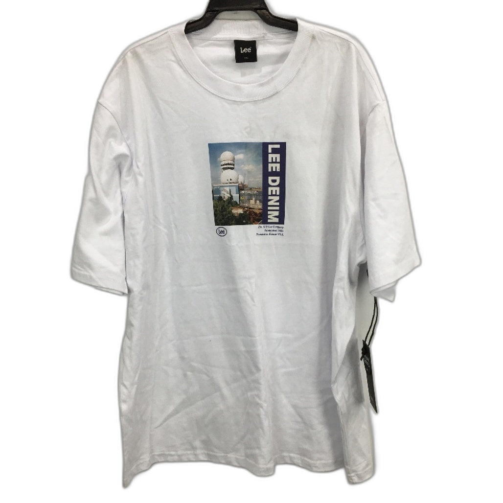 Lee White Cotton Homme Baggy T Shirt Short Sleeves Unisex Size 2XL NEW