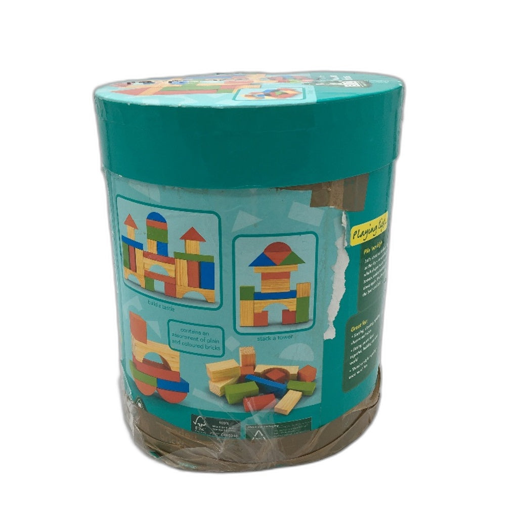 ELC Baby & Toddler Assorted Plain & Coloured Wooden Building Blocks