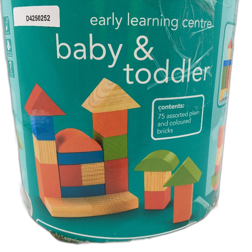 ELC Baby & Toddler Assorted Plain & Coloured Wooden Building Blocks