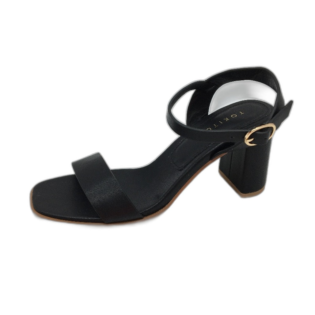 Tokito Gloria Black Strapped Buckled Heeled Sandal Ladies Size 9  SAMPLE NEW