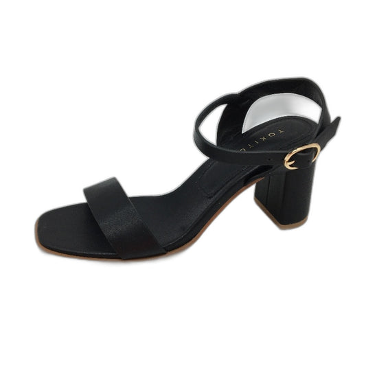 Tokito Gloria Black Strapped Buckled Heeled Sandal Ladies Size 9  SAMPLE NEW