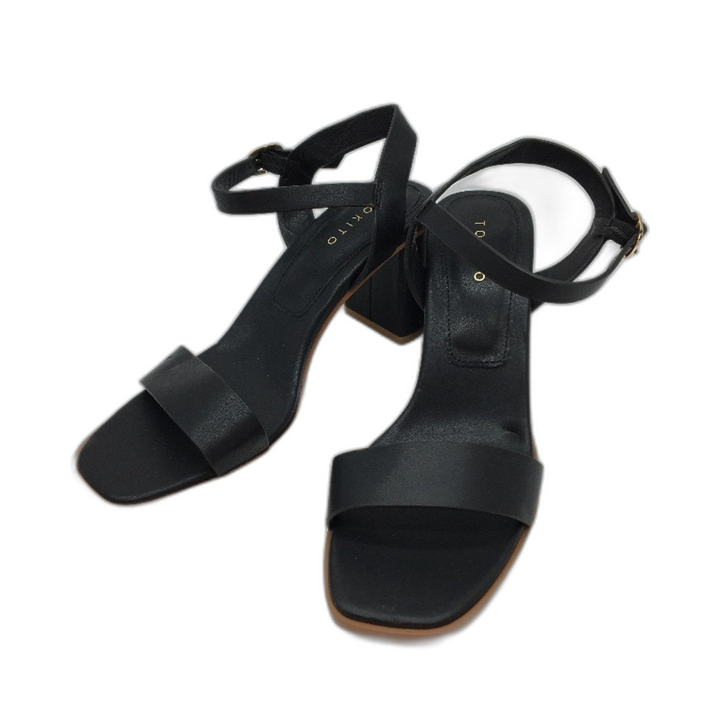 Tokito Gloria Black Strapped Buckled Heeled Sandal Ladies Size 9  SAMPLE NEW