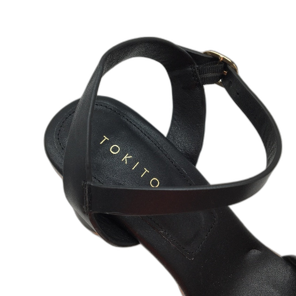 Tokito Gloria Black Strapped Buckled Heeled Sandal Ladies Size 9  SAMPLE NEW