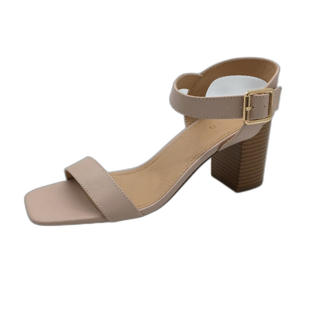 Tokito Tayla Blush Wide Strapped Buckled Heeled Sandal Ladies Size 9  SAMPLE NEW