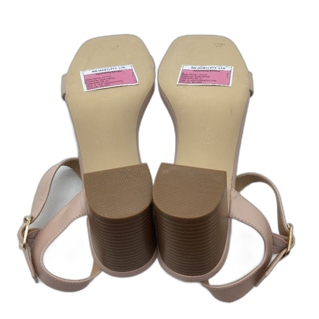 Tokito Tayla Blush Wide Strapped Buckled Heeled Sandal Ladies Size 9  SAMPLE NEW