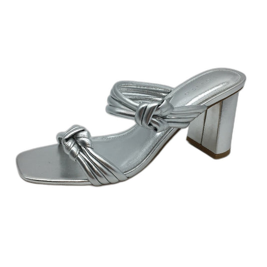 Tokito Winnie Silver Wide Heeled Knotted Slip On Sandal Ladies Size 9 SAMPLE NEW