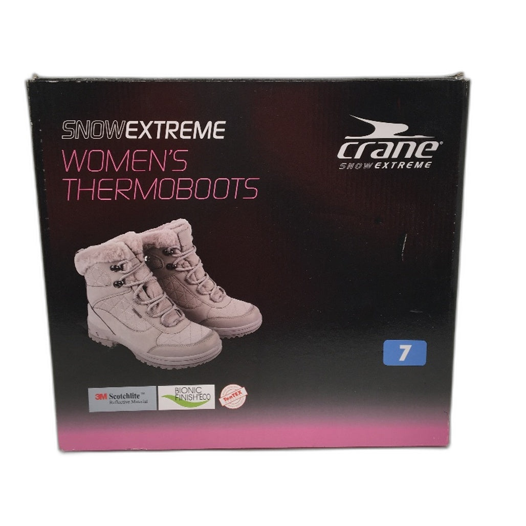 Crane Snow Extreme Grey Fluffy Rimmed Thermoboots Ladies Size 7 NEW