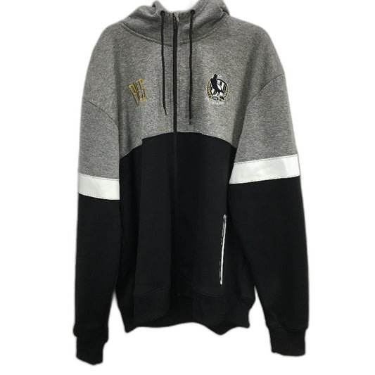 AFL Collingwood Magpies Black Grey Hooded Zipped Jacket Mens 4XL NEW