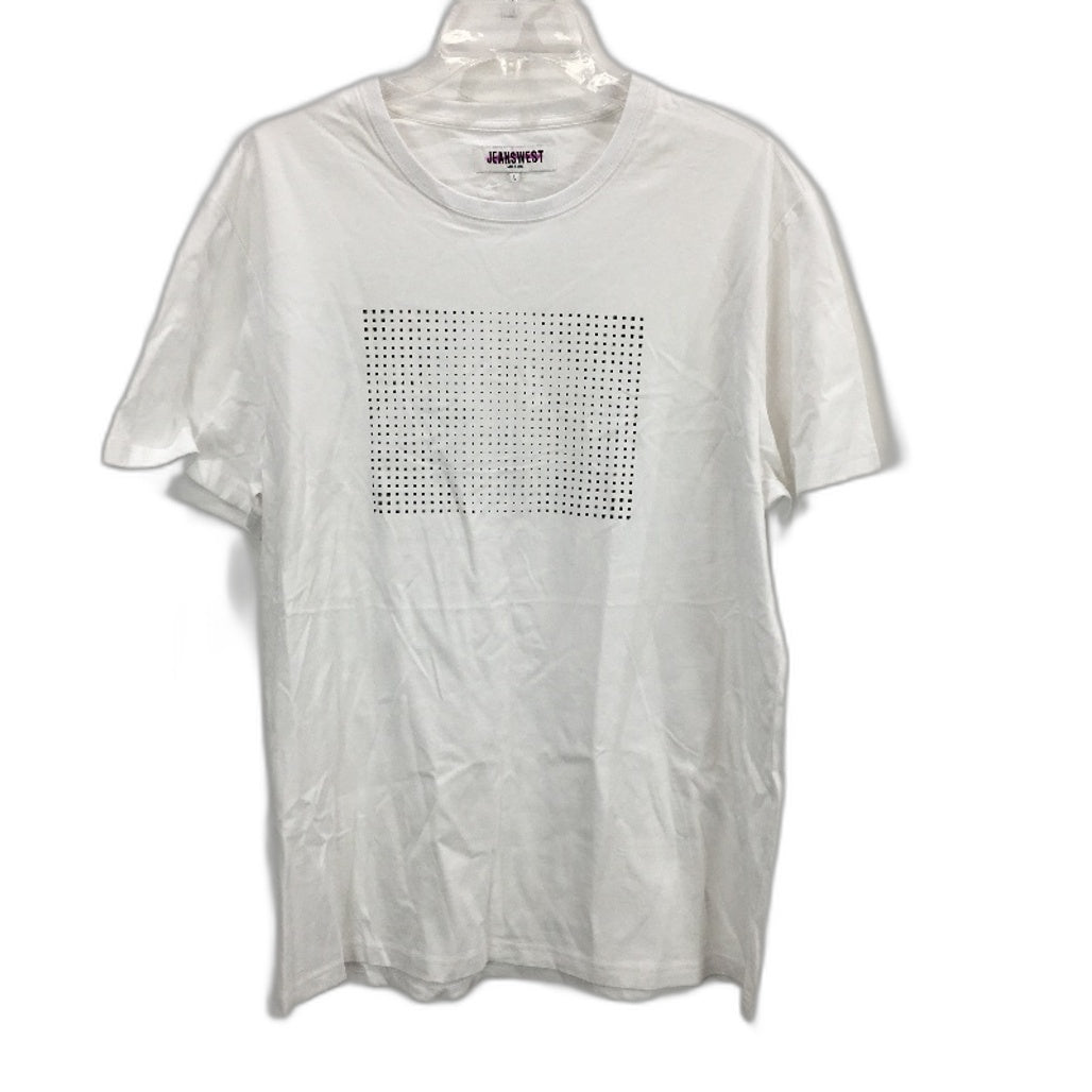 Jeanswest Cotton Blend White Crew Neck Printed Short Sleeve Tee Mens L NEW