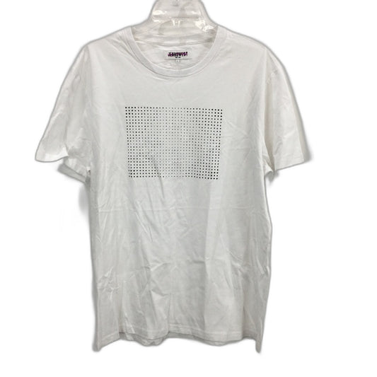Jeanswest Cotton Blend White Crew Neck Printed Short Sleeve Tee Mens L NEW
