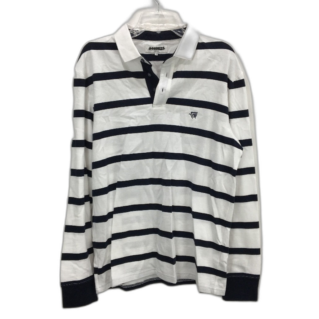 Jeanswest Cotton Black White Stripe Rugby Long Sleeve Polo Top Mens Size M NEW