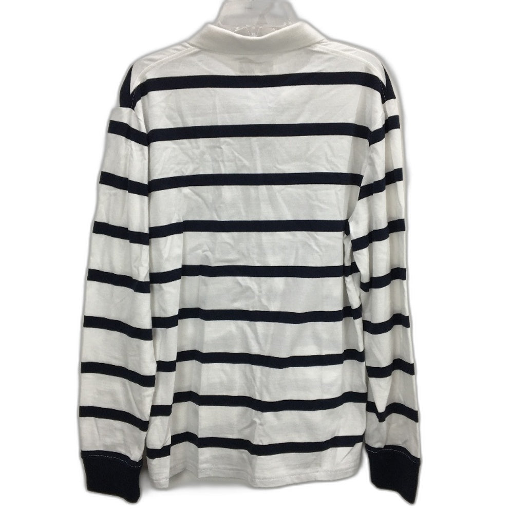 Jeanswest Cotton Black White Stripe Rugby Long Sleeve Polo Top Mens Size M NEW
