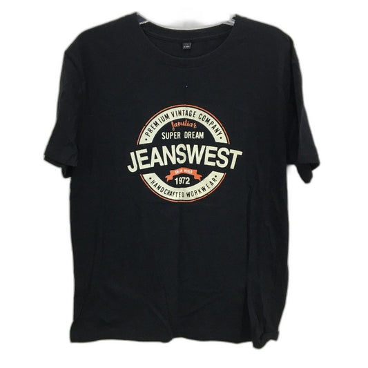 Jeanswest 100% Cotton Black Logo Crew Neck Short Sleeve Tee Mens XL NEW