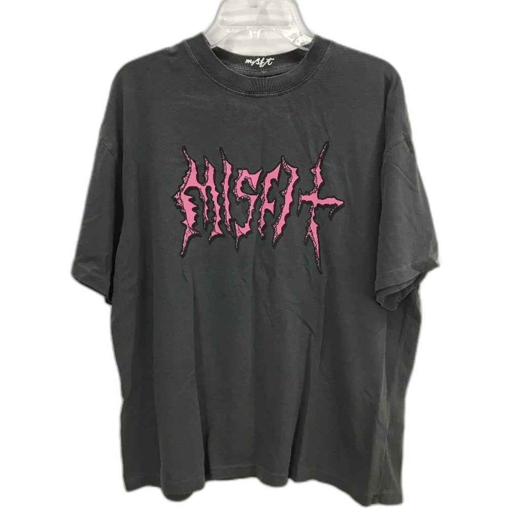 MISFIT Hell Corner Charcoal Cotton Oversized Short Sleeve Tee Ladies Sz 8 NEW