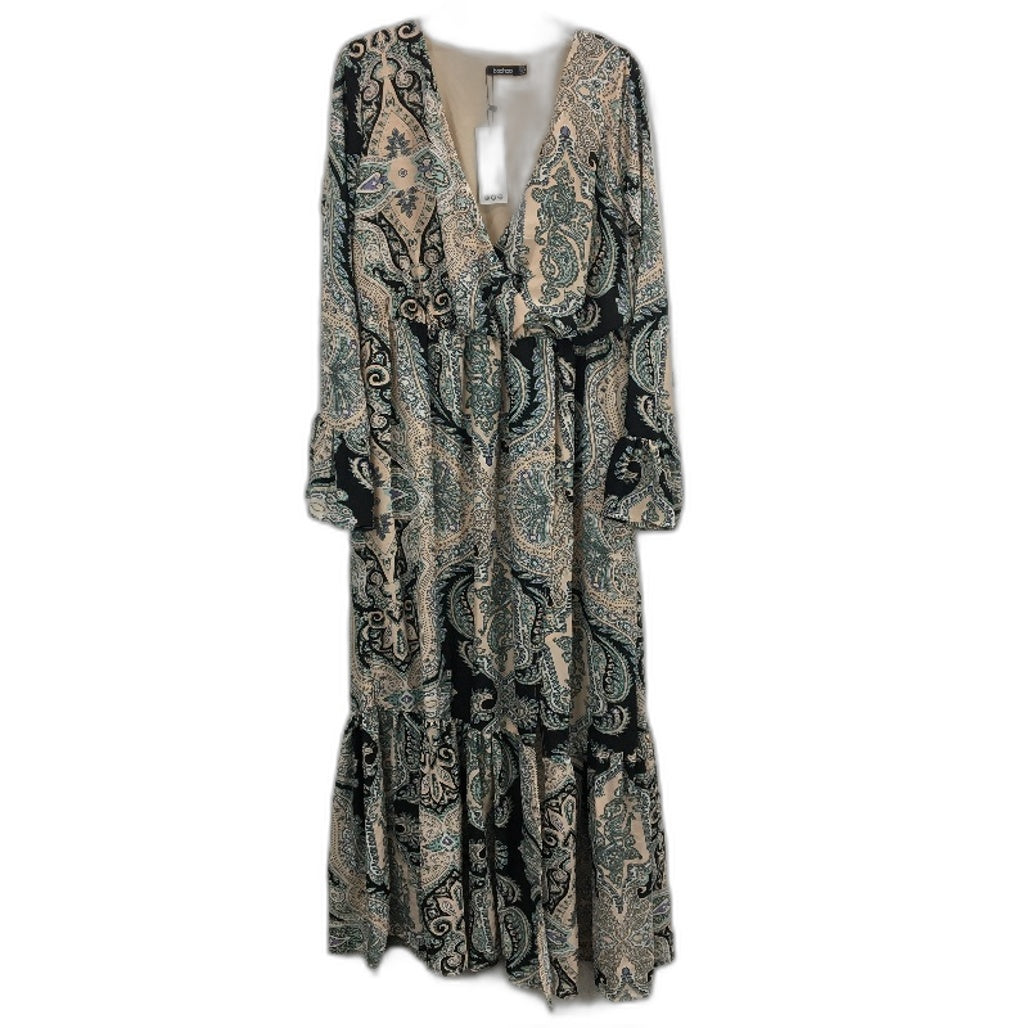 Boohoo Plus Paisley Wrap A Line Fulll Length Maxi Dress Ladies Size 18 NEW