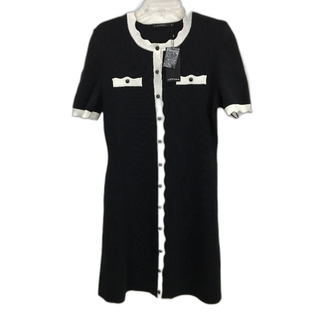 Portmans Black White Trim Lara Scallop Detail Milano Mini Dress Lds Size L NEW