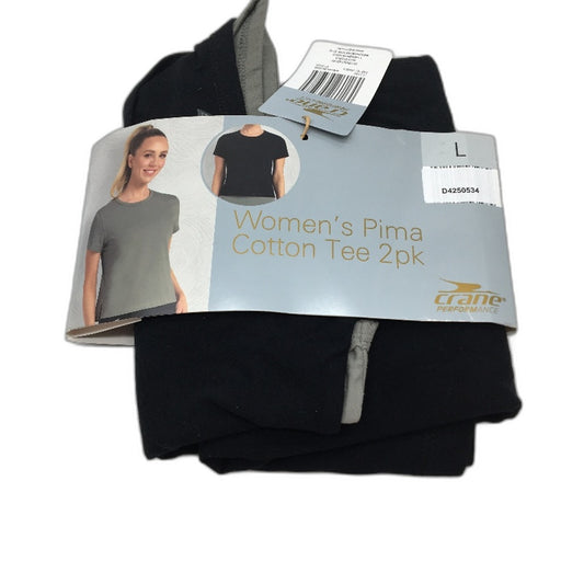 Crane 2 Pcs Black & Grey Cotton Tee T-Shirt Set Pack Ladies Size Large NEW