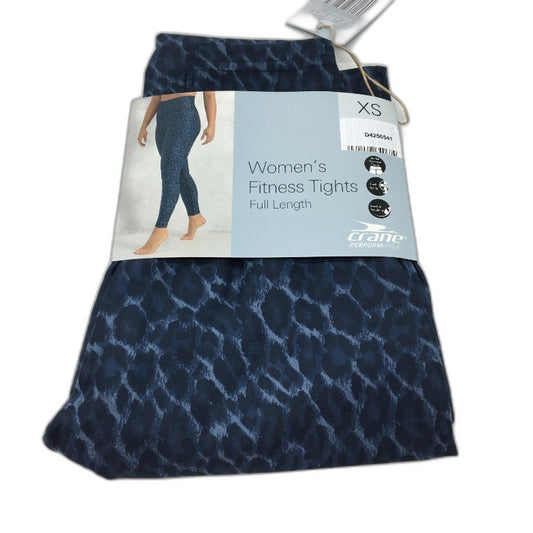Crane Performance Navy Leopard Print Full Length Fitness Tights Ladies Sz XS NEW