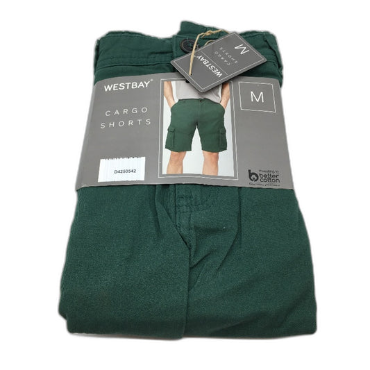 Westbay Green Classic Cotton Cargo Button Zip-Up Shorts Mens Size Medium NEW