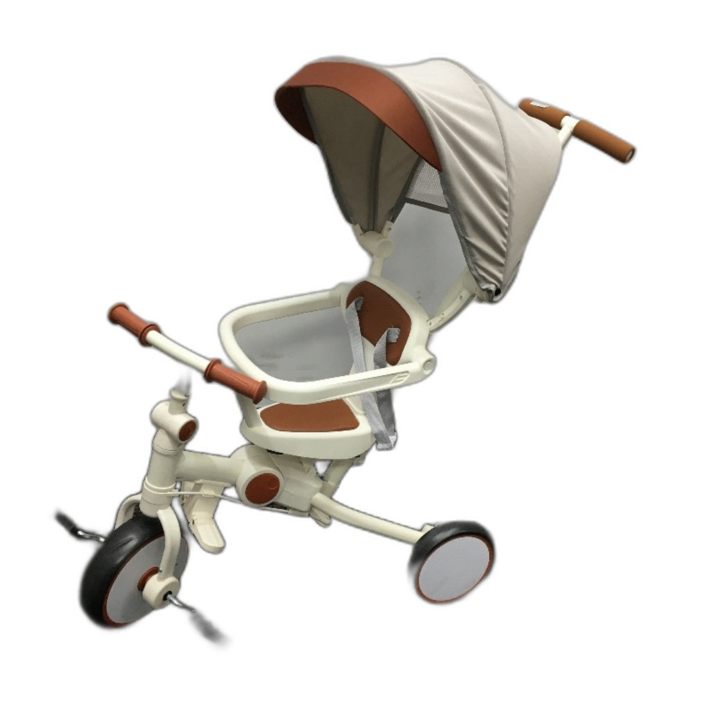 4-in-1 Removable Canopy Cream & Brown Tricycle for Ages 18-36+ Months NEW