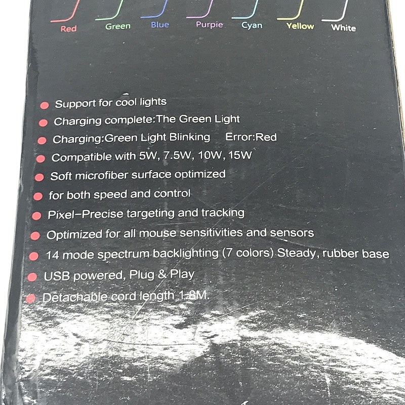 80x30cm RGB 7 Colour Display Mode Wireless Charging Black Cloth Mouse Pad NEW