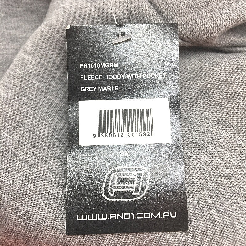 AND1 Grey V2 Soft Fleece Pullover Hooded Sweater Jumper Unisex Size Small NEW