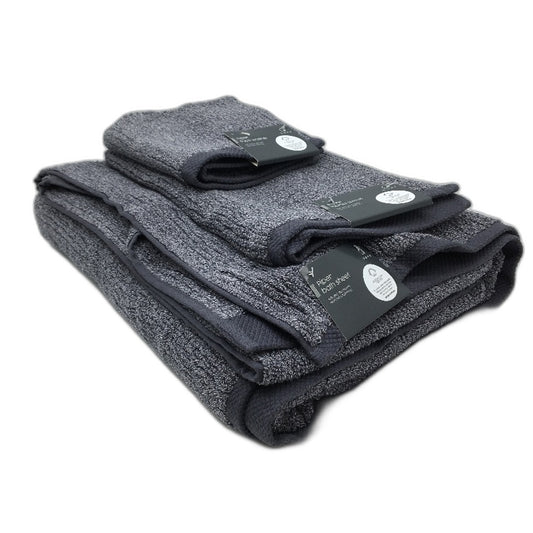 Target Piper 3Pce Cotton Grey Rib Bath Sheet Hand Towel & Face Washer Set NEW