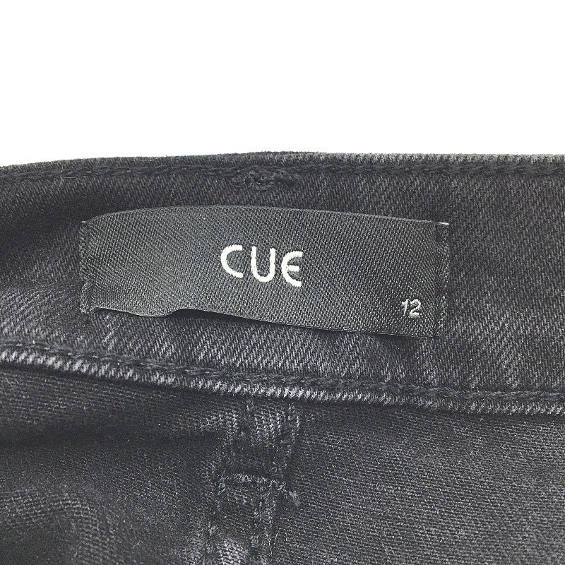 CUE Black Cotton Classic Denim Long Front Split Skirt Ladies Size 12