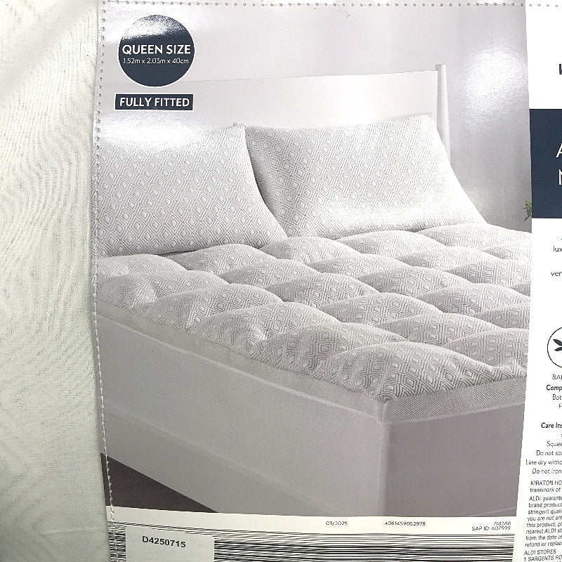 Kirkton House Airflow Jacquard Bamboo Mattress Topper QUEEN Size NEW