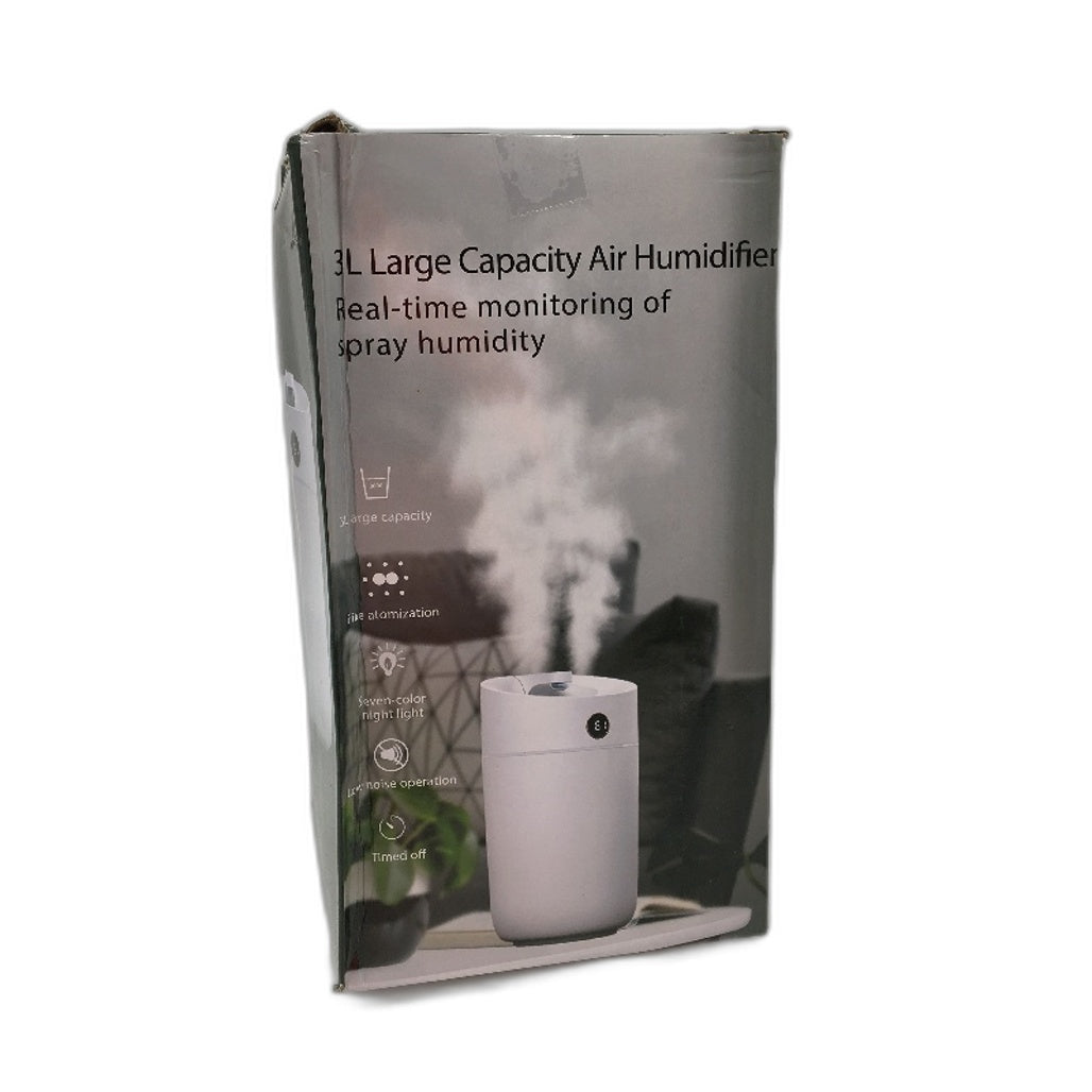 3L Large Capacity Air Humidifier Real Time Monitoring Spray Humidity White
