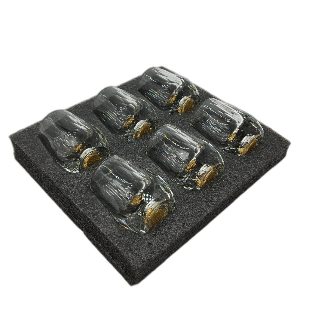 Dujust 1.5oz Diamond Shot Glasses 6 Pieces With 24K Gold Leaf Flakes NEW
