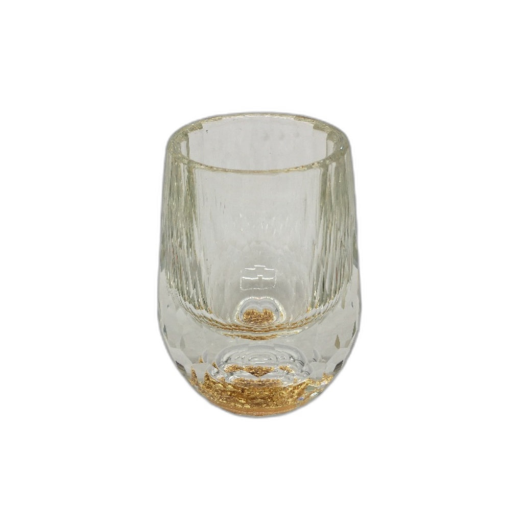 Dujust 1.5oz Diamond Shot Glasses 6 Pieces With 24K Gold Leaf Flakes NEW