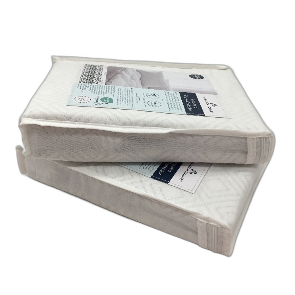 Kirkton House 2 Pack White Bamboo Jacquard Pillow Protectors NEW