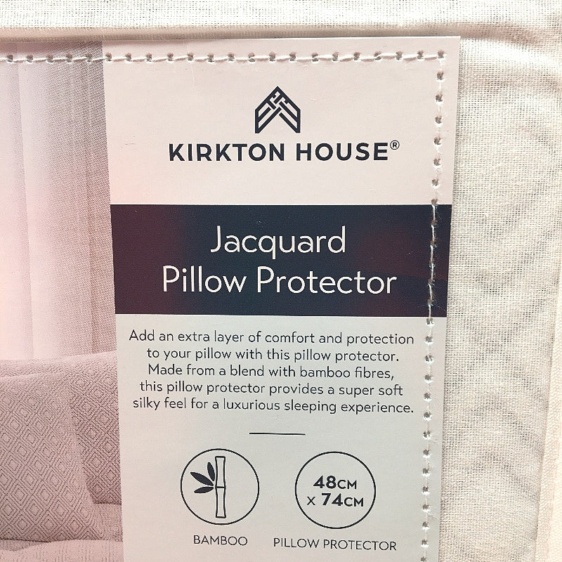 Kirkton House 2 Pack White Bamboo Jacquard Pillow Protectors NEW