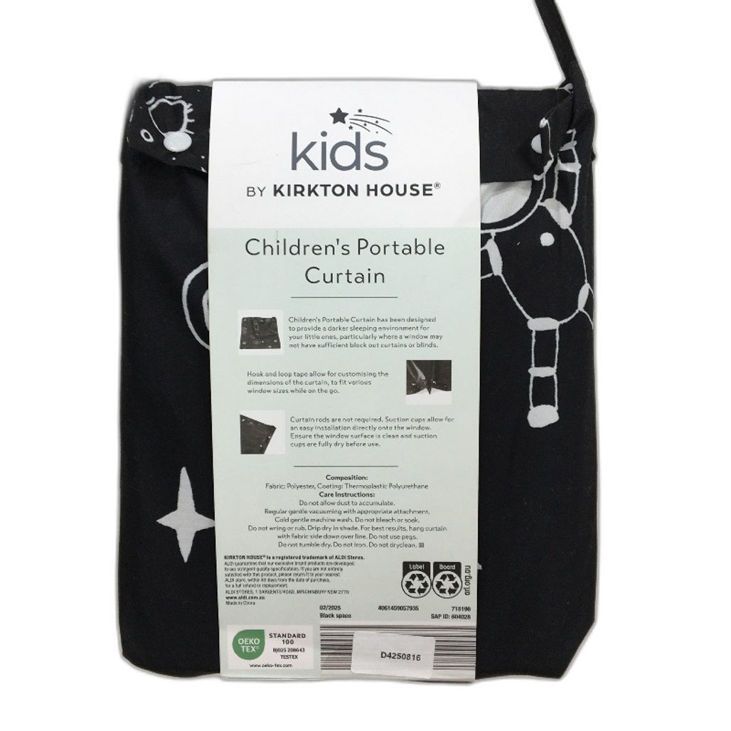 Kirkton House Black Space Design Children's Portable Block Out Curtain NEW