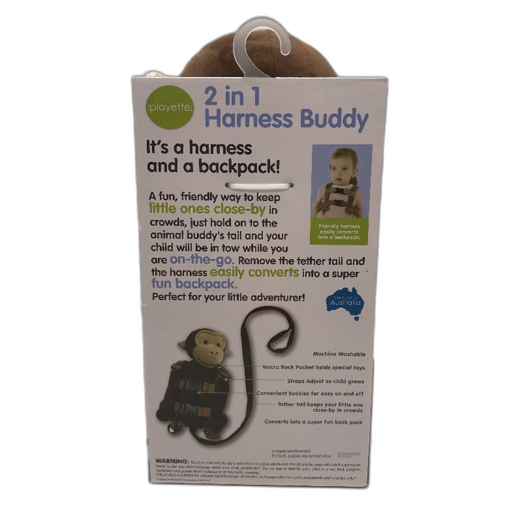 Playette 2-in-1 Monkey Deluxe Harness Buddy Ages 18 months to 4+ Years NEW