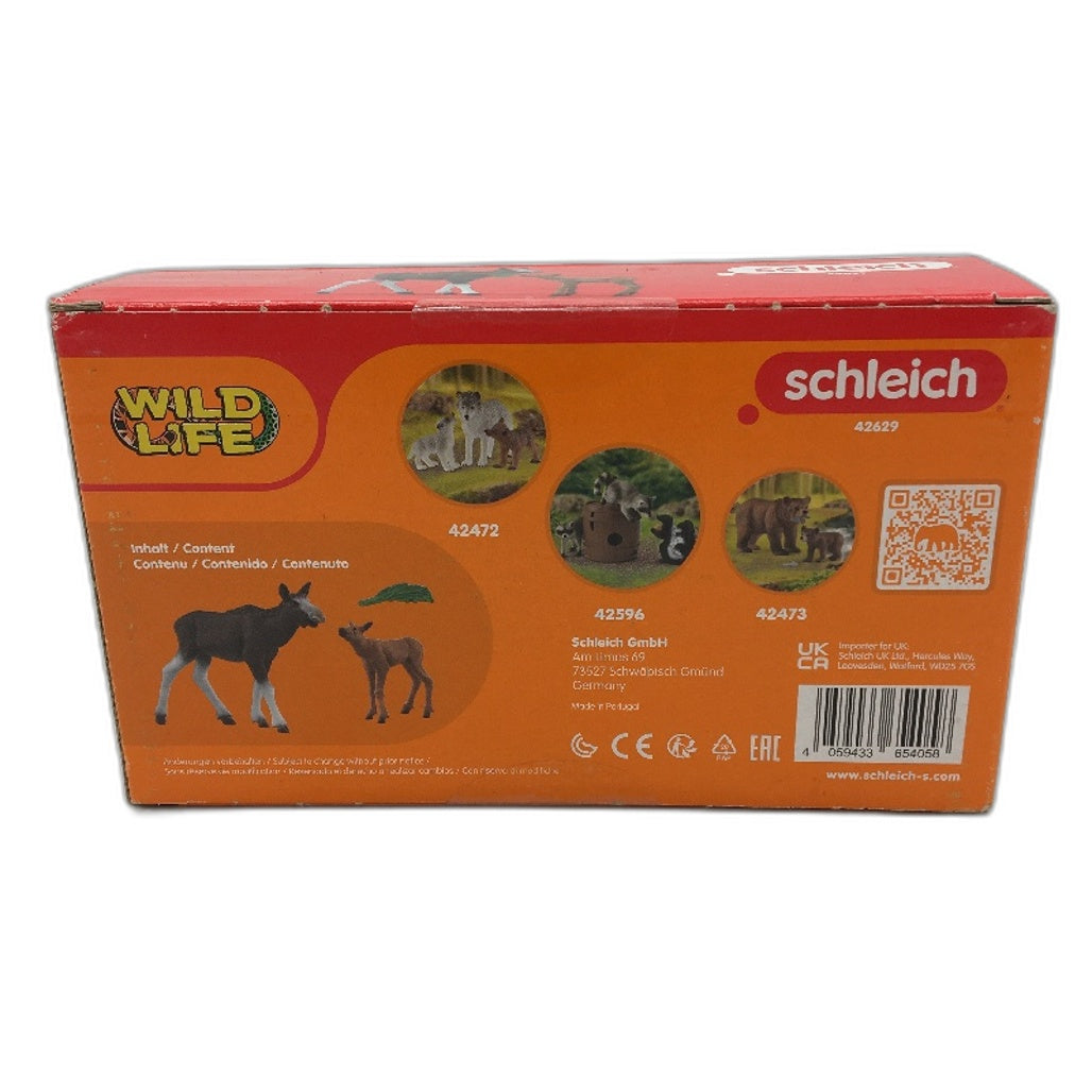 Schleich 3 Piece Wild Life 1:1 Canadian Moose & Baby Set 42629 NEW