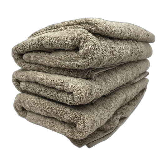 Kirkton House 4pc Ribbed Light Brown Cotton Spa Bath and Hand Towels NEW