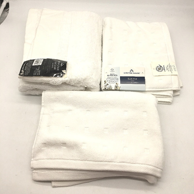 Kirkton House & Target 3pc Assorted White Cotton Bath Mats & Towel NEW