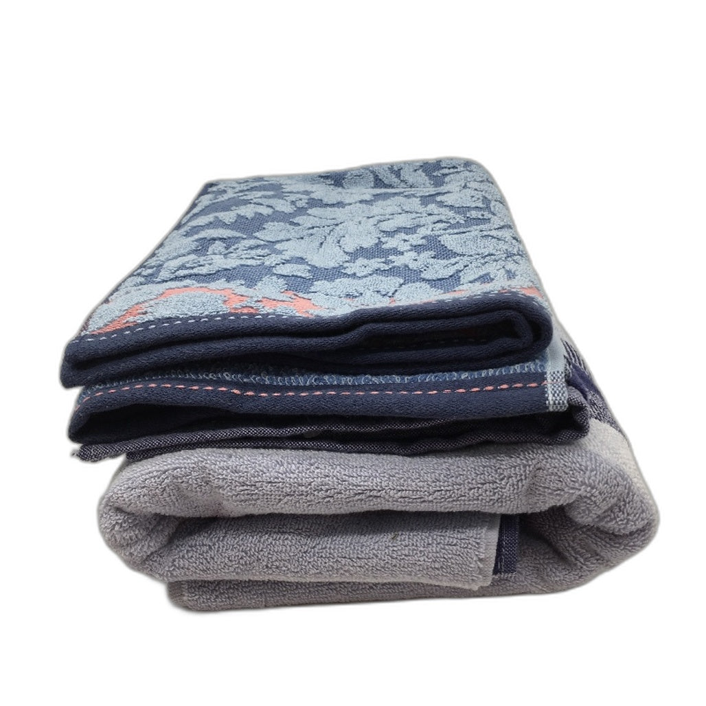 Kirkton House 4pc Assorted Blue Patterned Cotton Bath and Hand Towels NEW