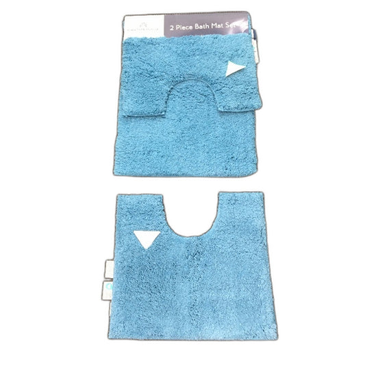 Kirkton House 3pc Soft Plush Blue Bath Mat Sets NEW