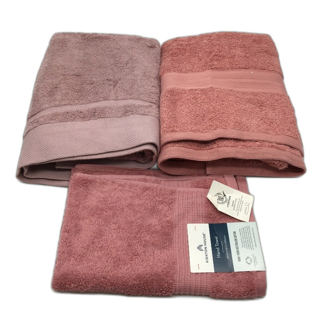 Kirkton House & Target 3pc Assorted Pink Cotton Bath and Hand Towels NEW