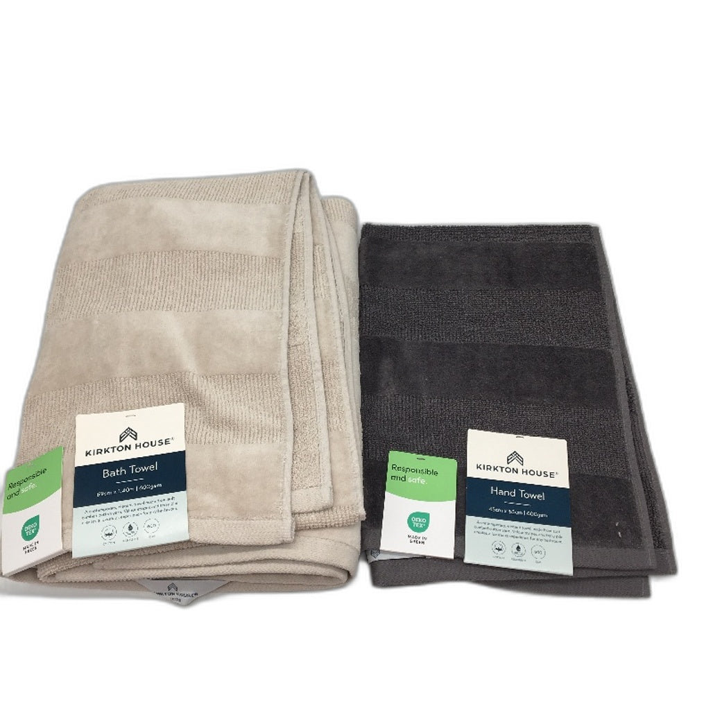 Kirkton House 4pc Assorted Multicoloured Velour Stripe Bath and Hand Towels NEW