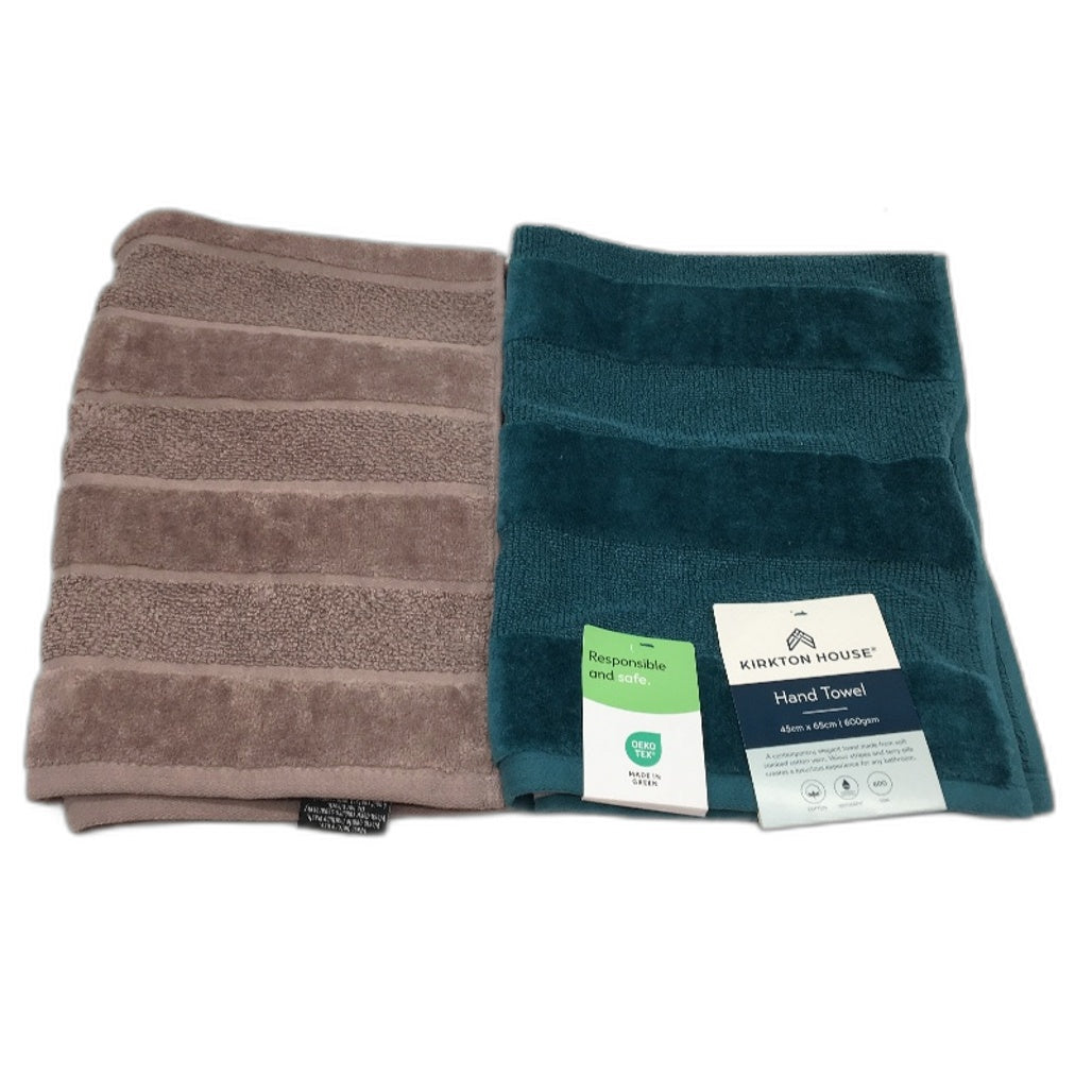 Kirkton House 4pc Assorted Multicoloured Velour Stripe Bath and Hand Towels NEW